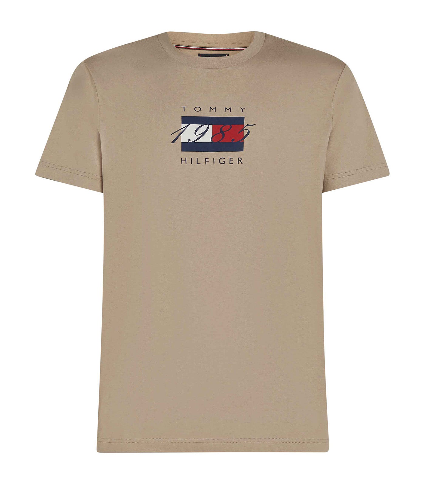 Tommy Hilfiger Men's Linear Flag Graphic T-Shirt Desert Taupe