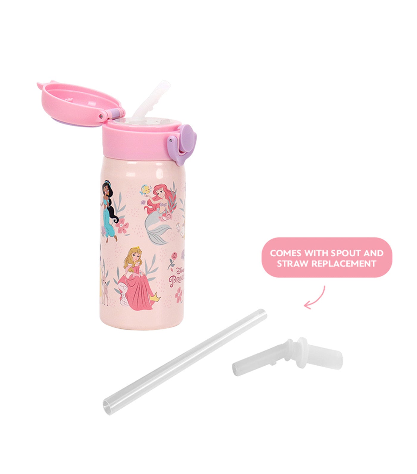 Totsafe Disney Marvel Kids Stainless Steel Insulated Sippy Bottle 350ml - Disney Princess Nostalgic Nature