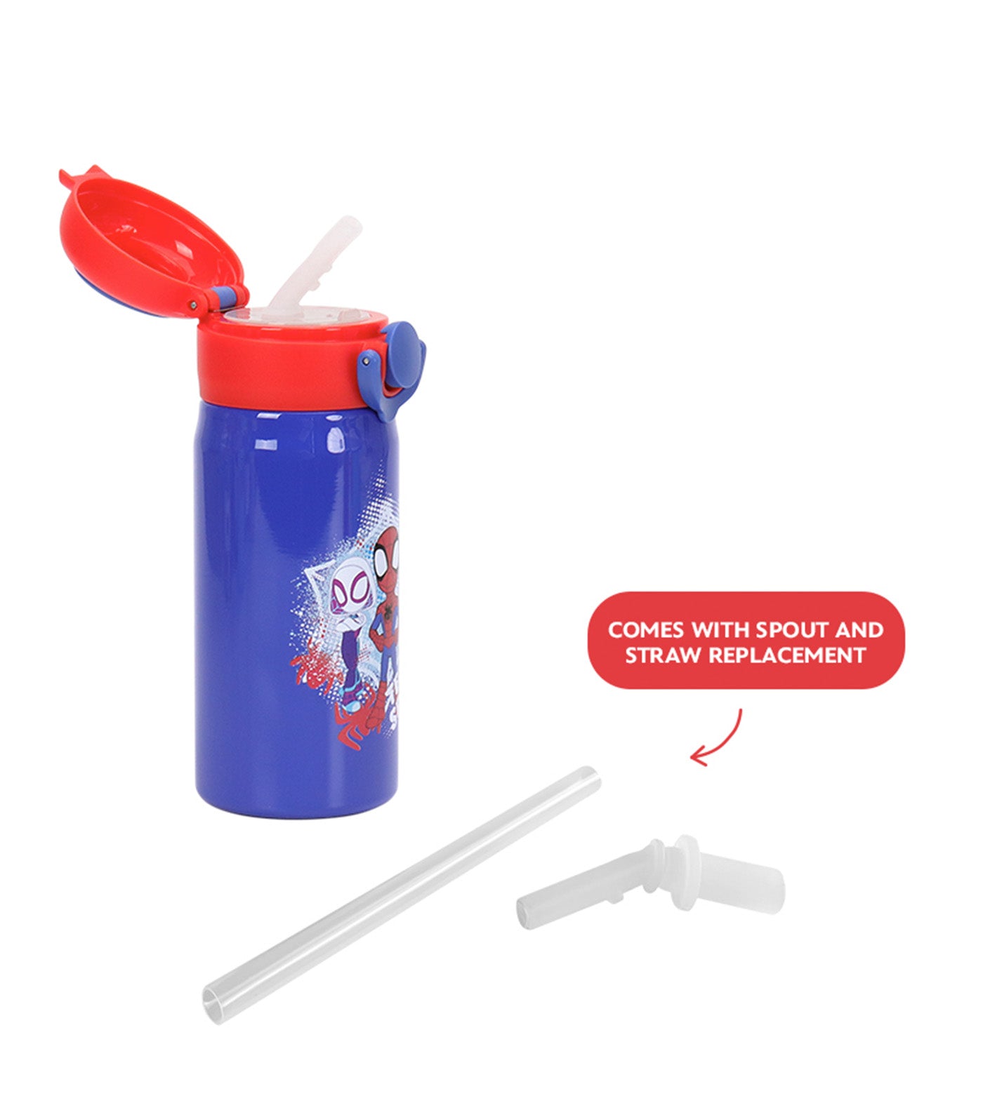 Totsafe Disney and Marvel Kids Stainless Steel Insulated Sippy Bottle 350ml - Marvel Team Spidey 