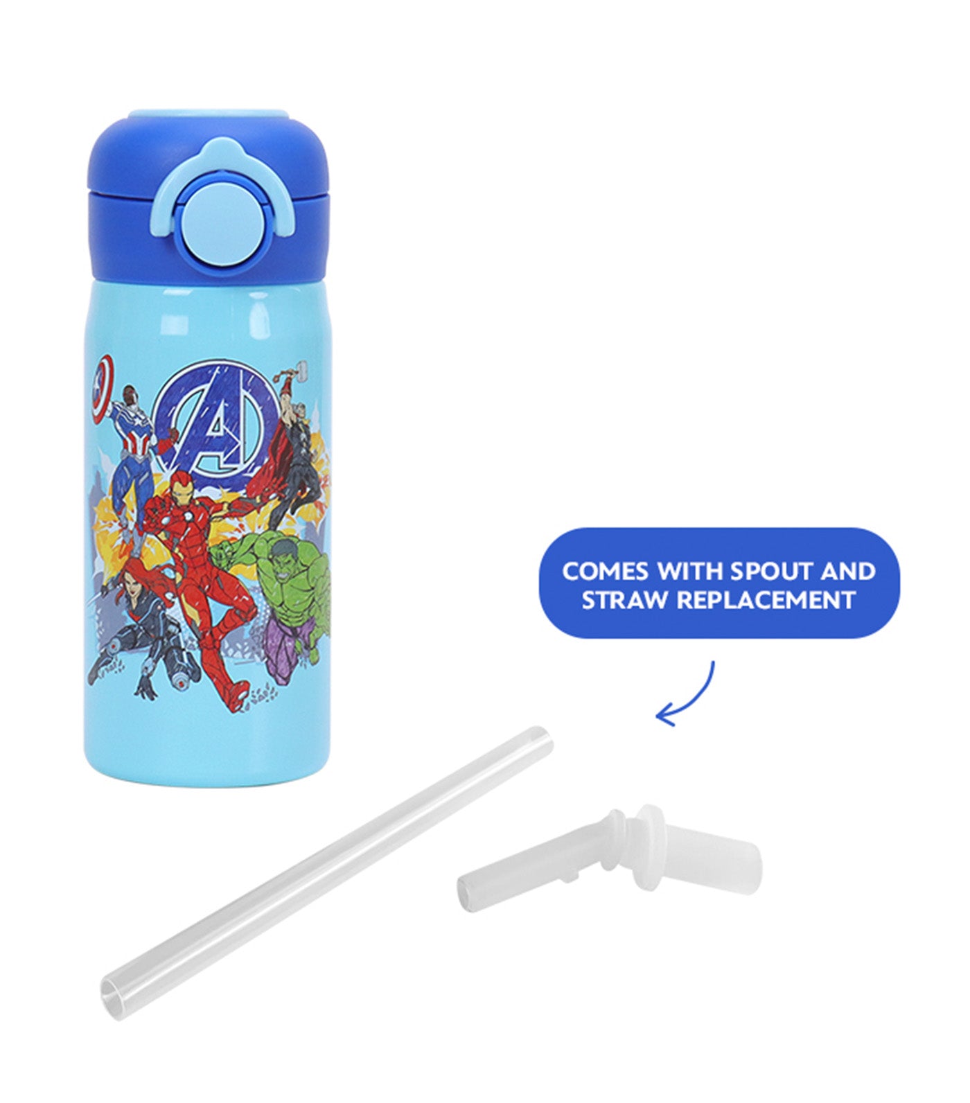 Totsafe Disney Marvel Kids Stainless Steel Insulated Sippy Bottle 350ml - Marvel Avengers You Got This