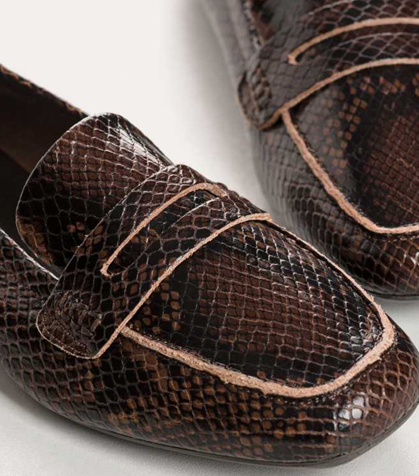 Reqins Hema Loafers Python Brown 