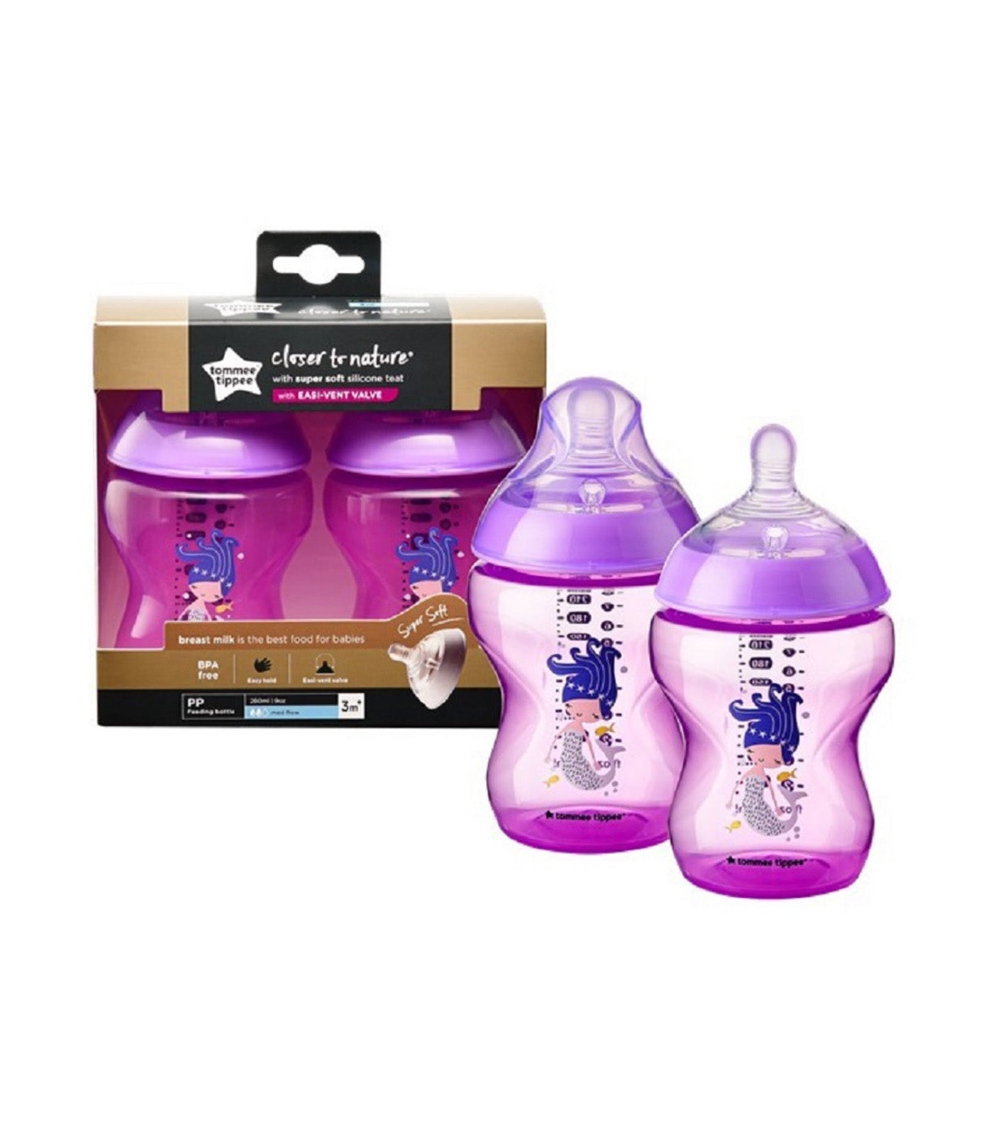 Closer to Nature PP Bottle 9oz 2 Pack Purple