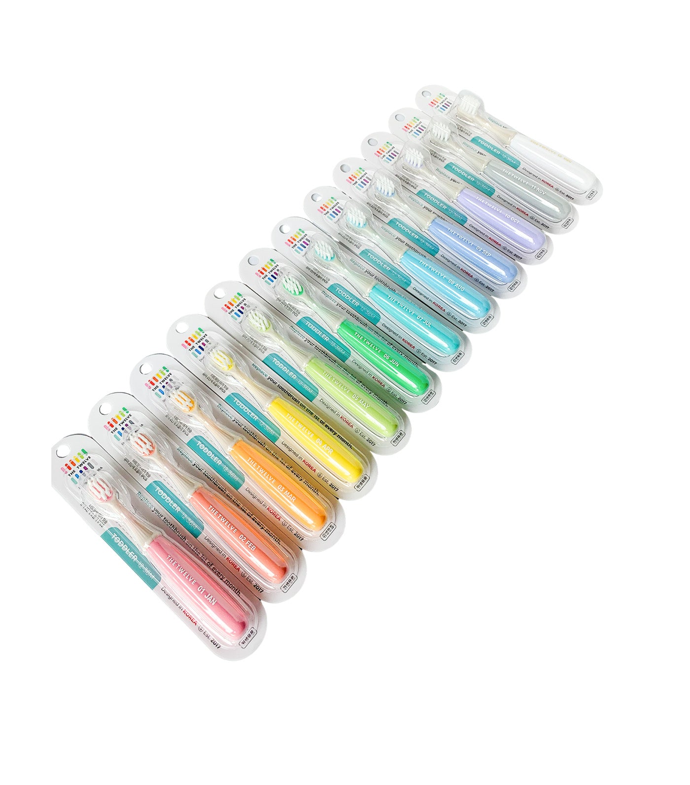 Toddler Toothbrush 12 Pcs Pastel
