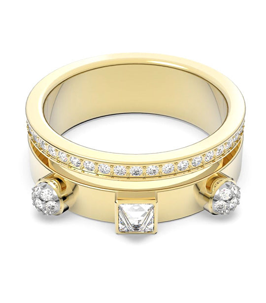 Thrilling Ring Mixed Cuts White Gold-Tone Plated