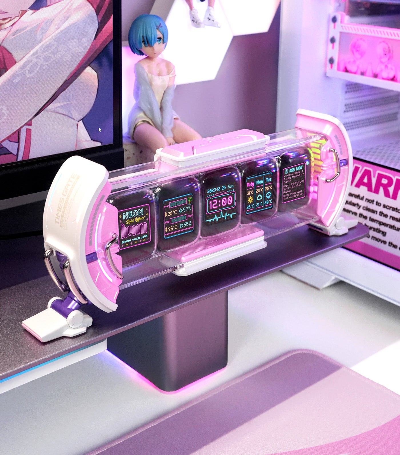 【8/20までの出品】Divoom Times Gate pink Divoom Times Gate | Pixel Art Informative Display