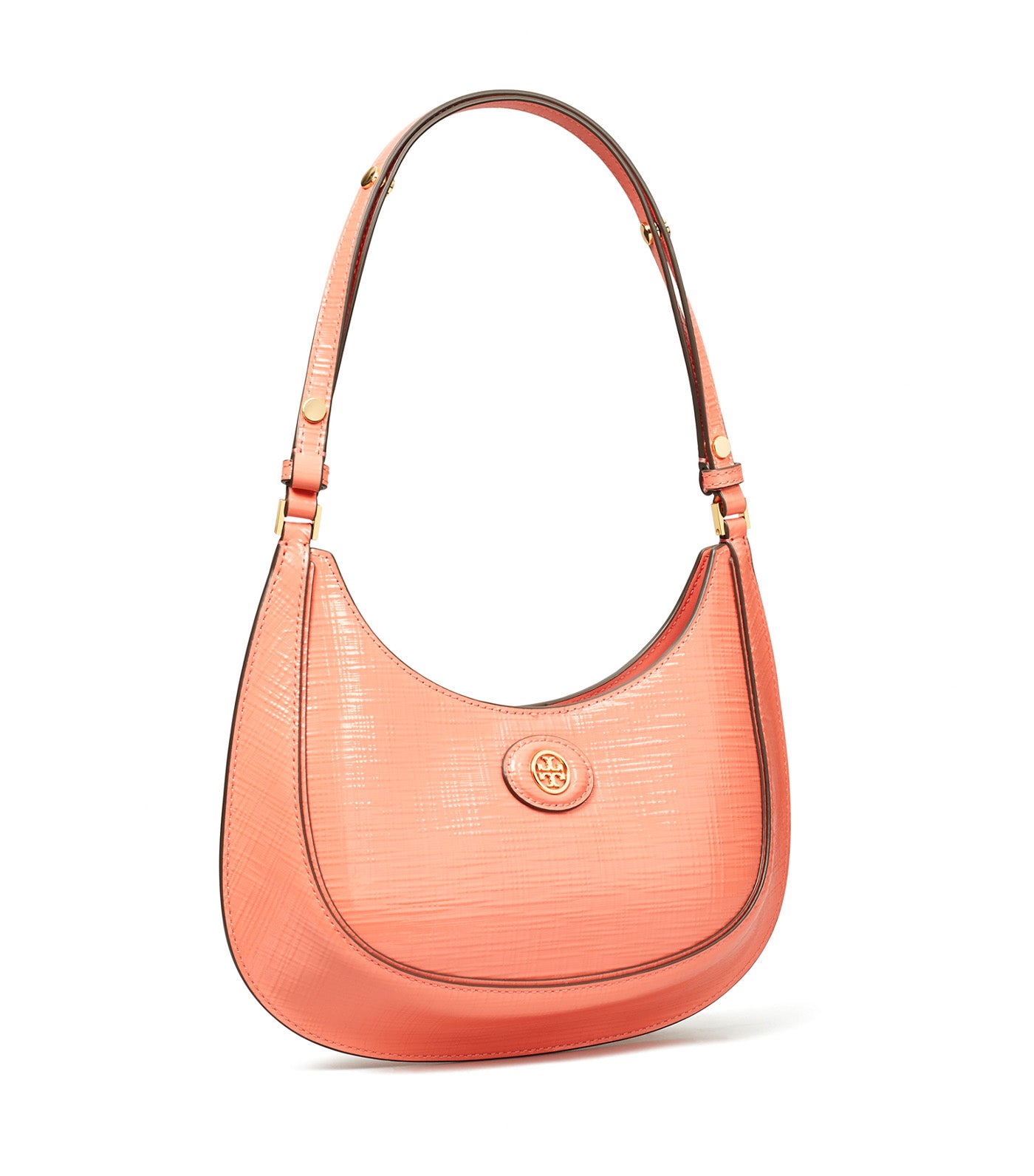 Robinson Crosshatched Convertible Crescent Bag Coral Crush