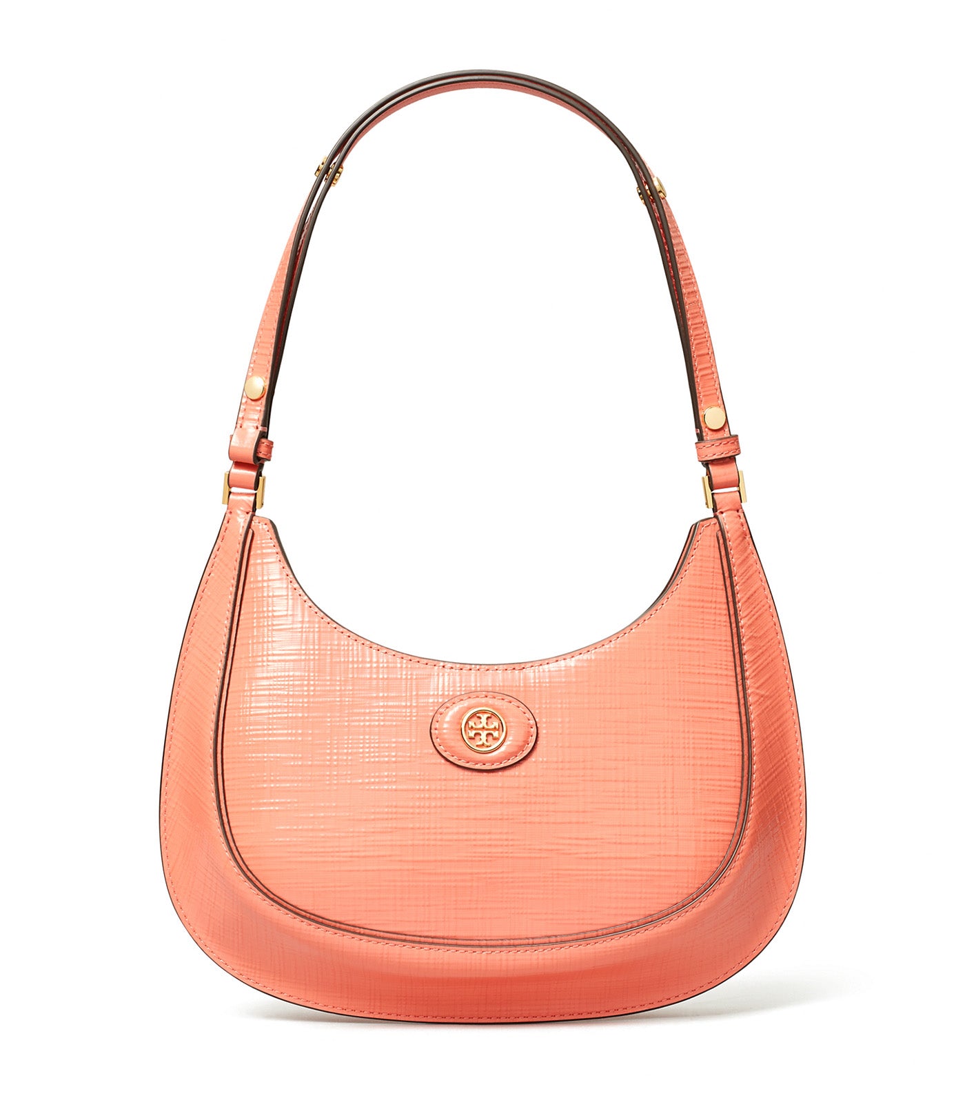 Robinson Crosshatched Convertible Crescent Bag Coral Crush
