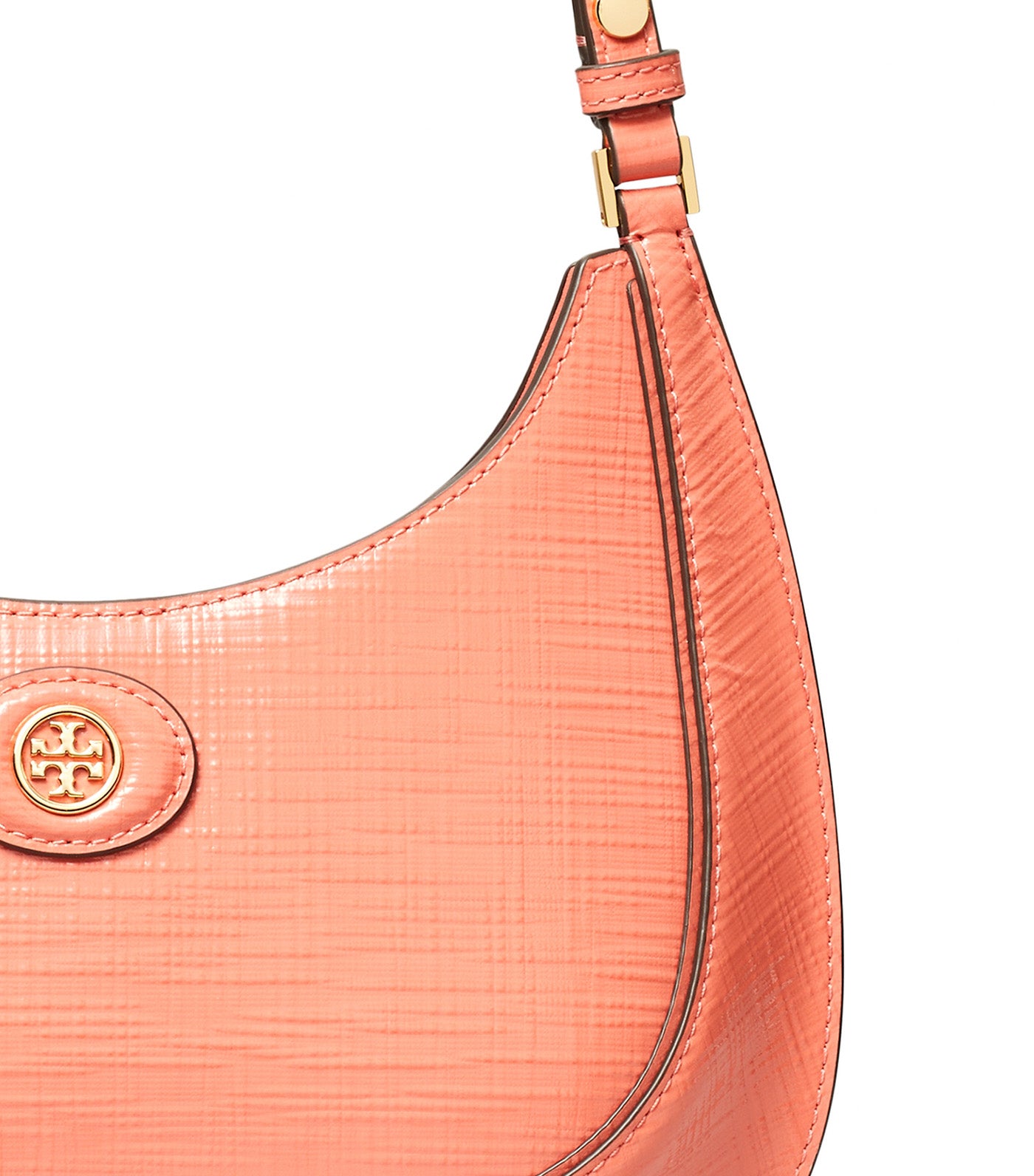 Robinson Crosshatched Convertible Crescent Bag Coral Crush
