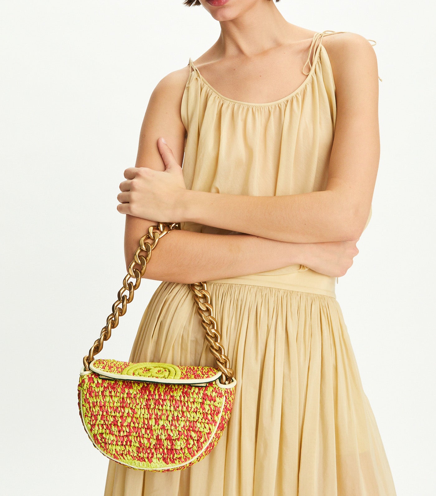 Fleming Soft Crochet Mini Crescent Bag Engine Red Multi