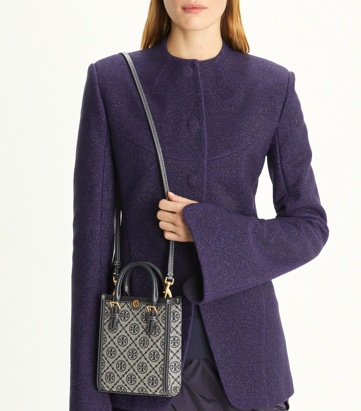 T Monogram Mini N/S Tote Tory Navy