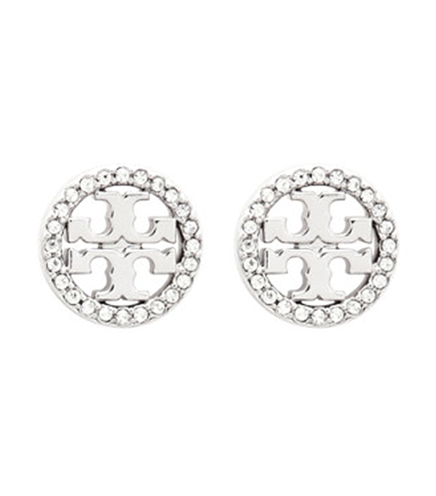 Icon Pave Stud Earrings Tory Silver/Crystal
