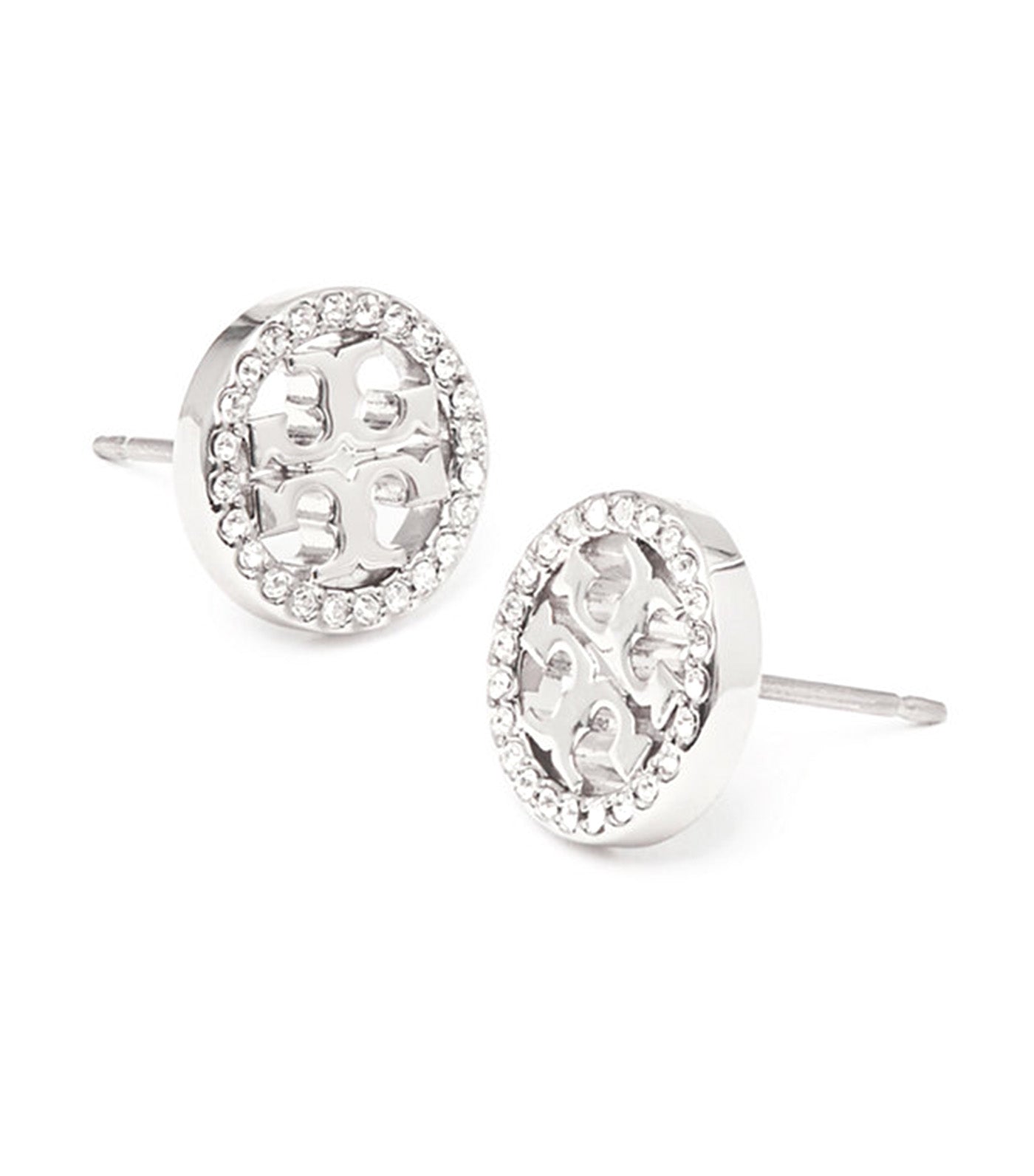 Icon Pave Stud Earrings Tory Silver/Crystal