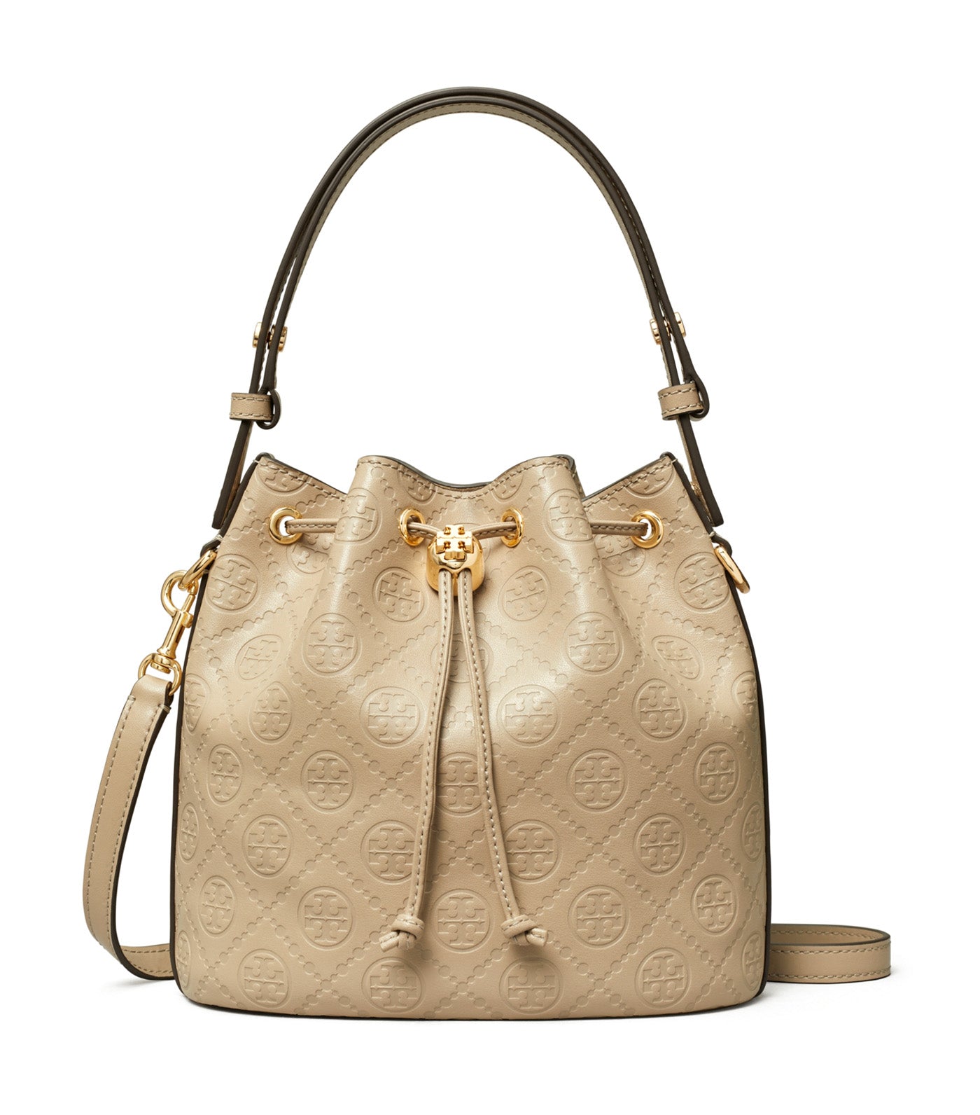 T Monogram Leather Bucket Bag