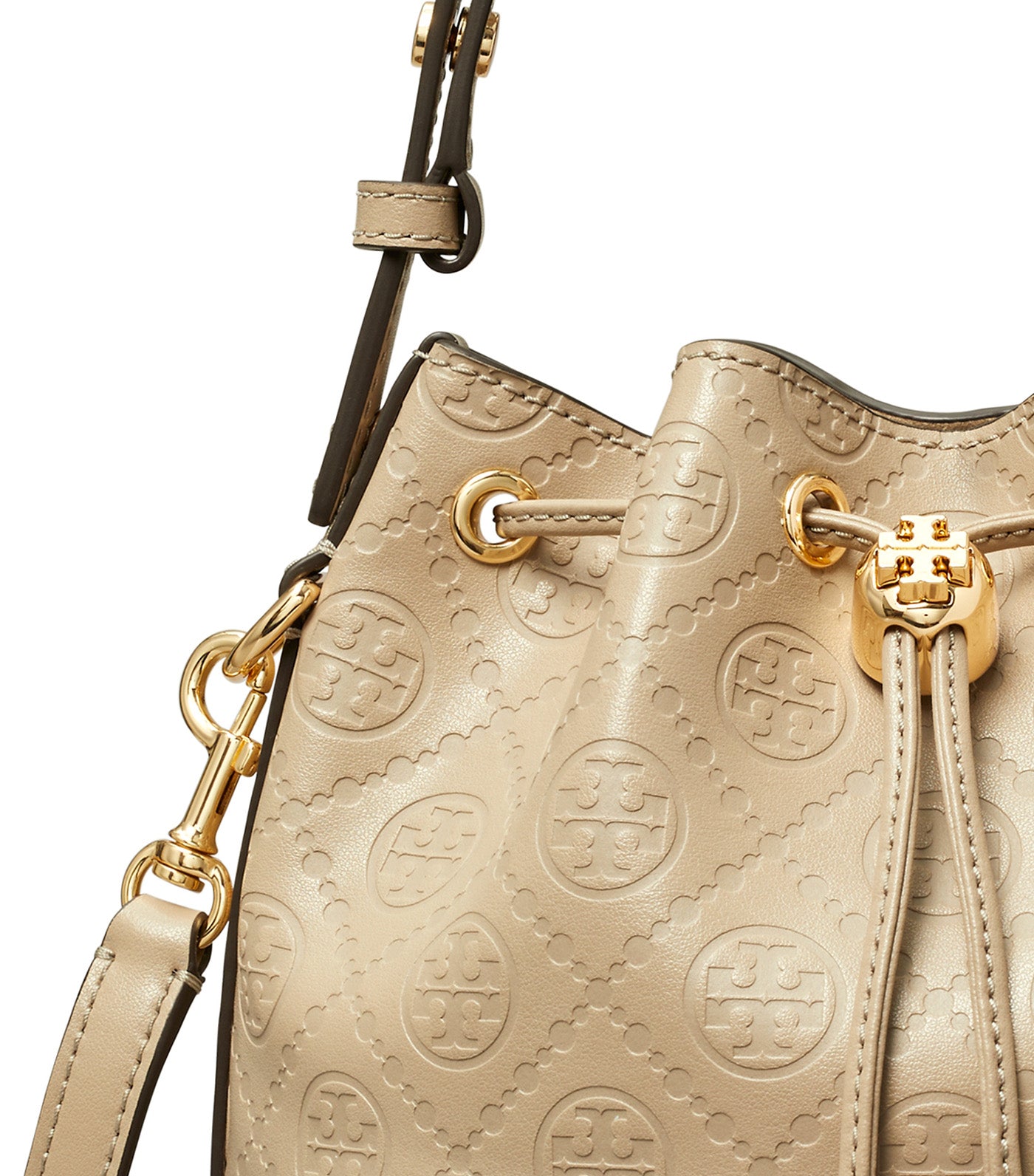 T Monogram Leather Bucket Bag