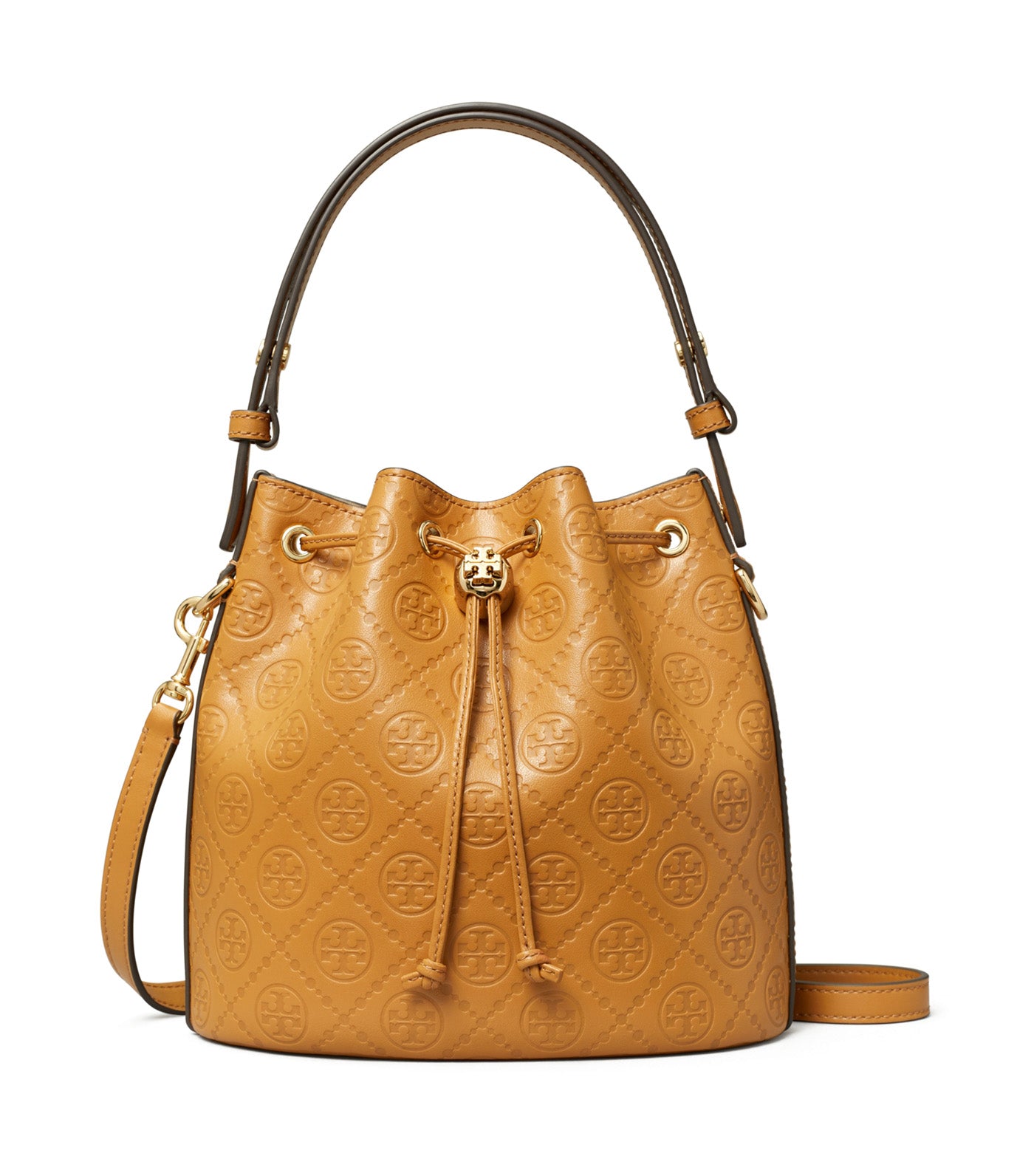 T Monogram Leather Bucket Bag