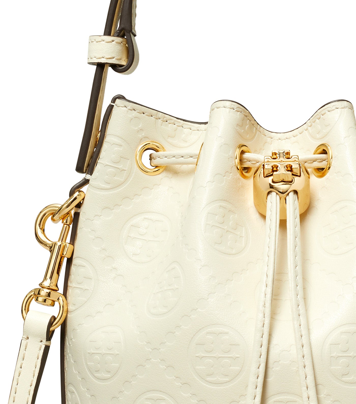 T Monogram Leather Mini Bucket Bag