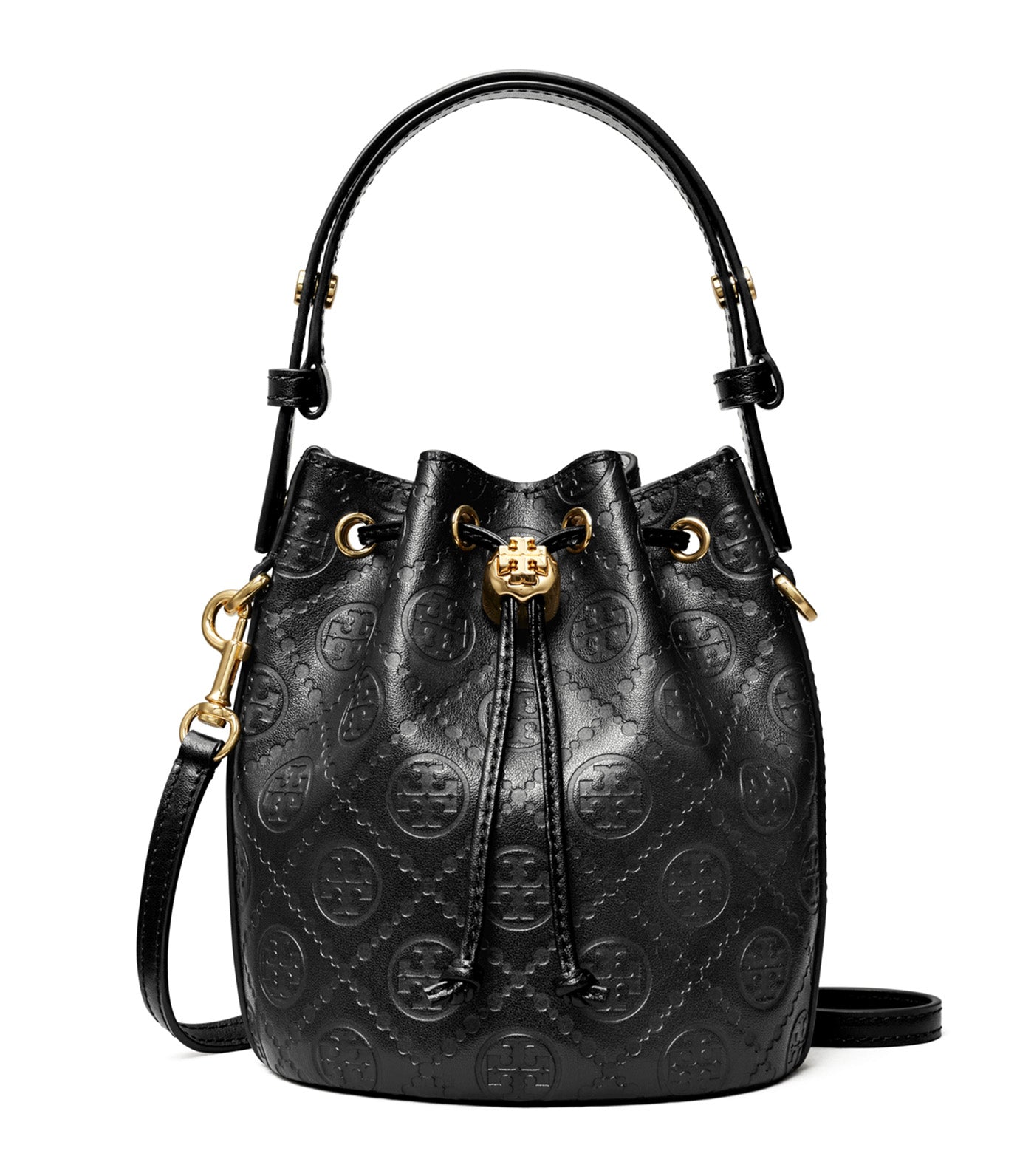 T Monogram Leather Mini Bucket Bag