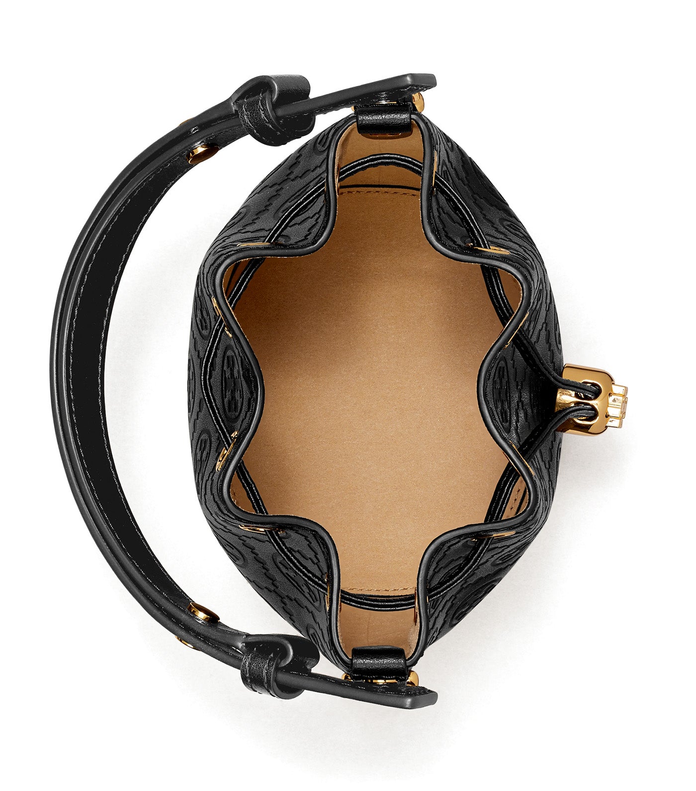 T Monogram Leather Mini Bucket Bag