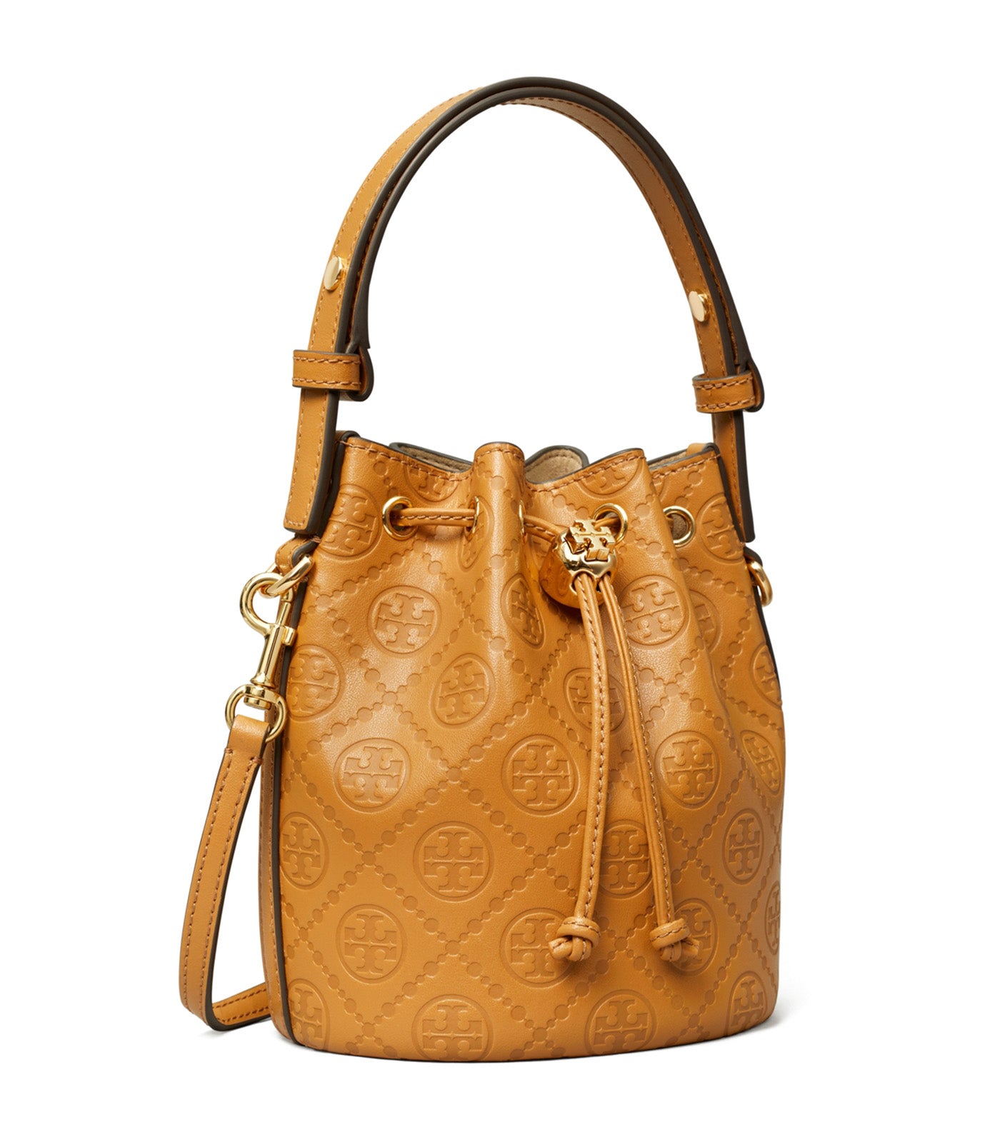 T Monogram Leather Mini Bucket Bag