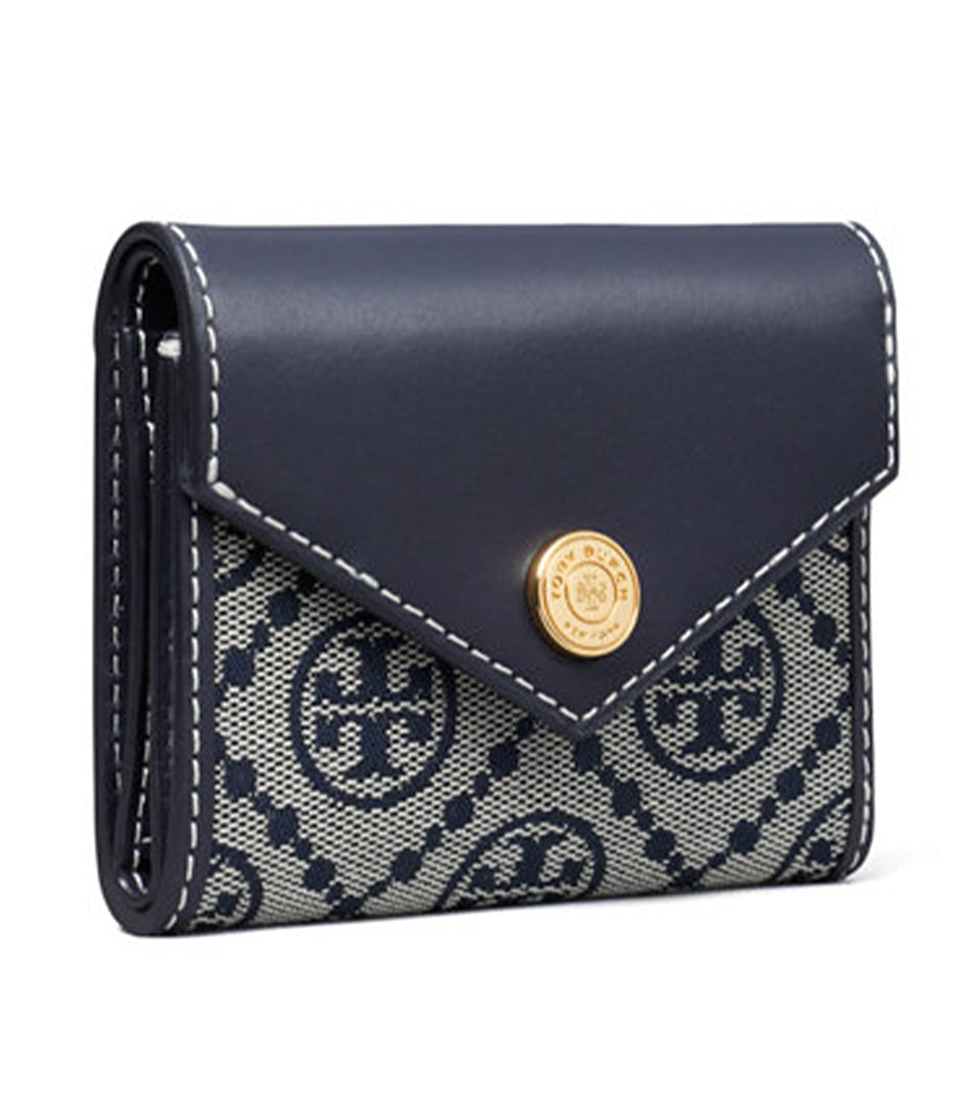 T Monogram Small Envelope Wallet Tory Navy