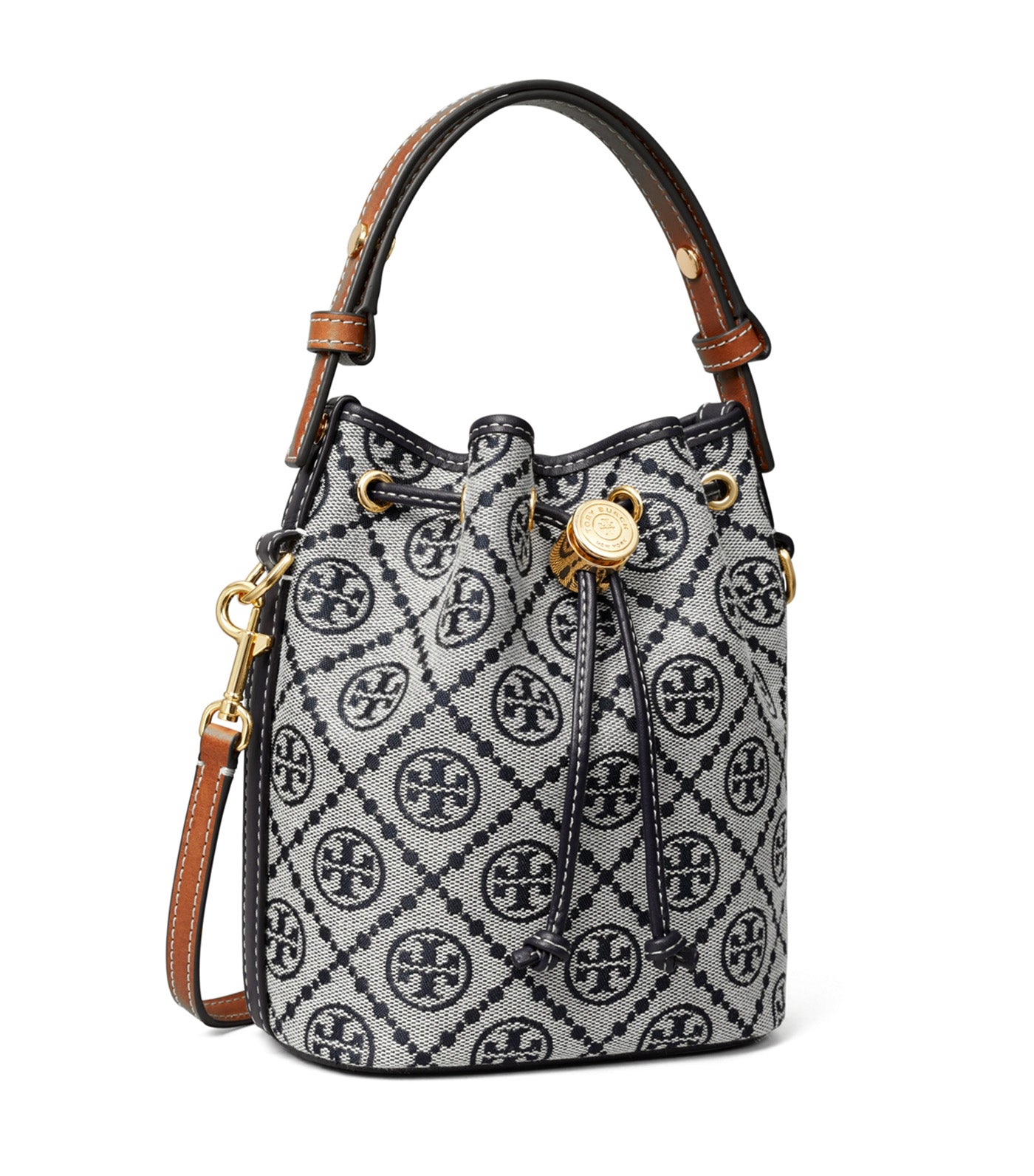 T Monogram Mini Bucket Bag Tory Navy
