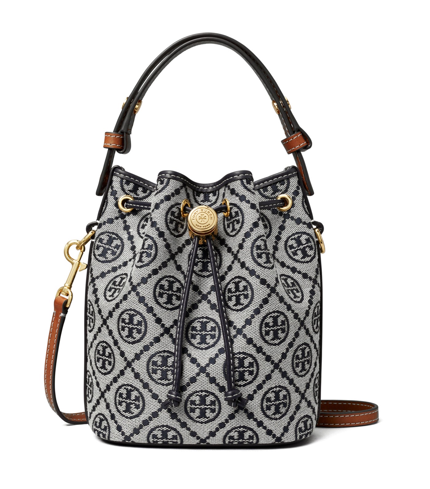T Monogram Mini Bucket Bag Tory Navy