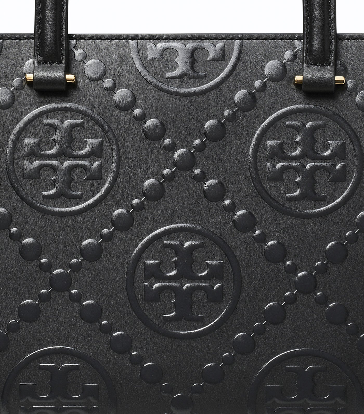 T Monogram Top-Handle Embossed Tote Black