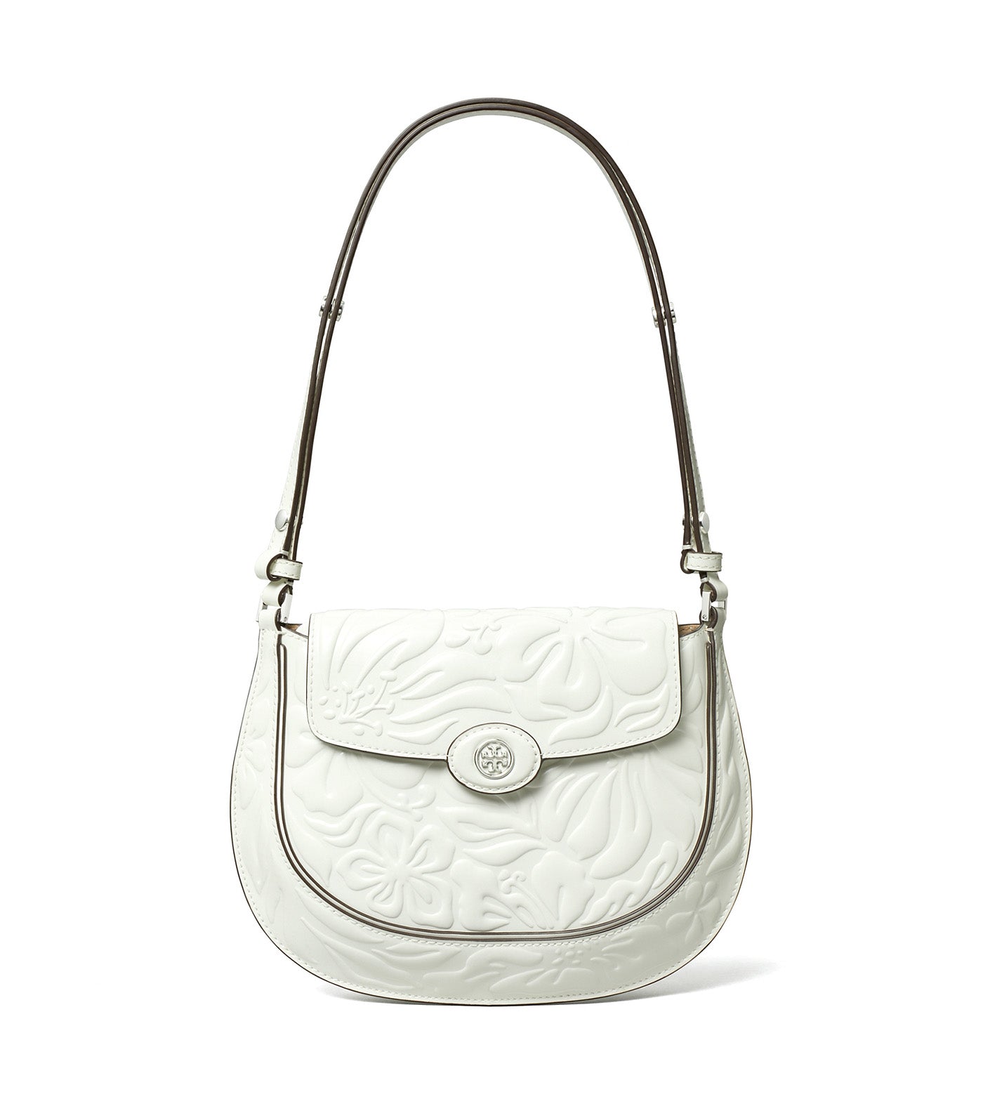 Robinson Floral Embossed Small Flap Bag Blanc