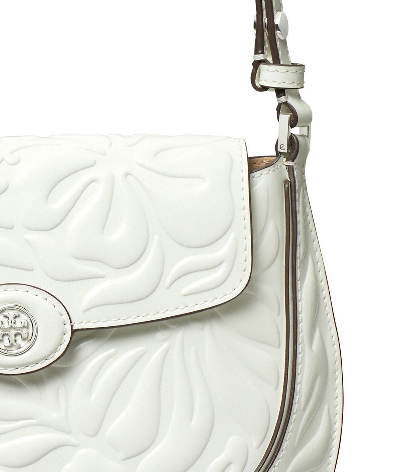 Robinson Floral Embossed Small Flap Bag Blanc