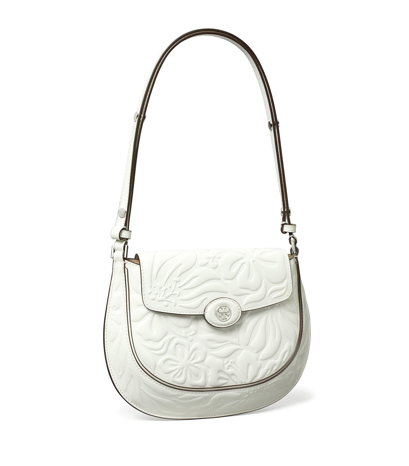 Robinson Floral Embossed Small Flap Bag Blanc