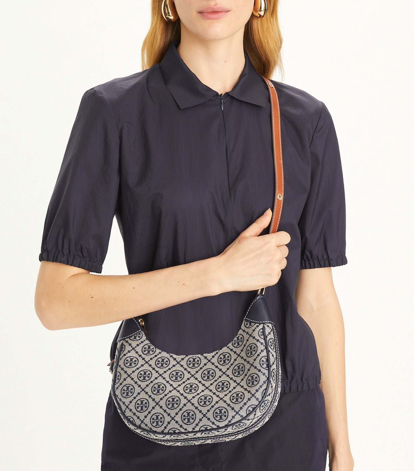 T Monogram Crescent Bag