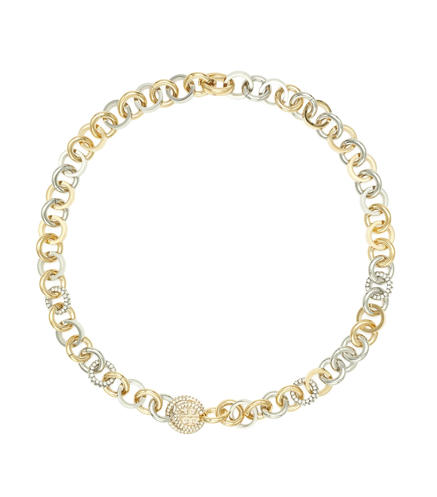 Tory Burch Miller Pavé Chain Necklace Tory Gold/Tory Silver/Crystal