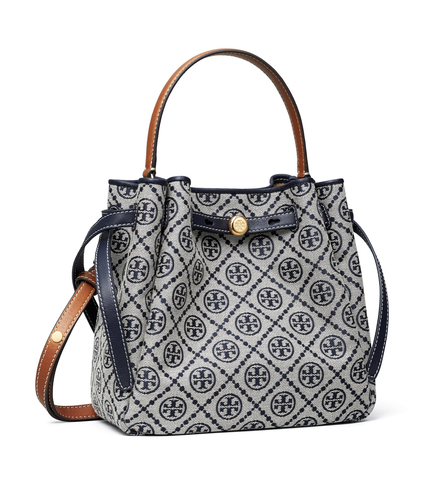 T Monogram Romy Bucket Bag Tory Navy