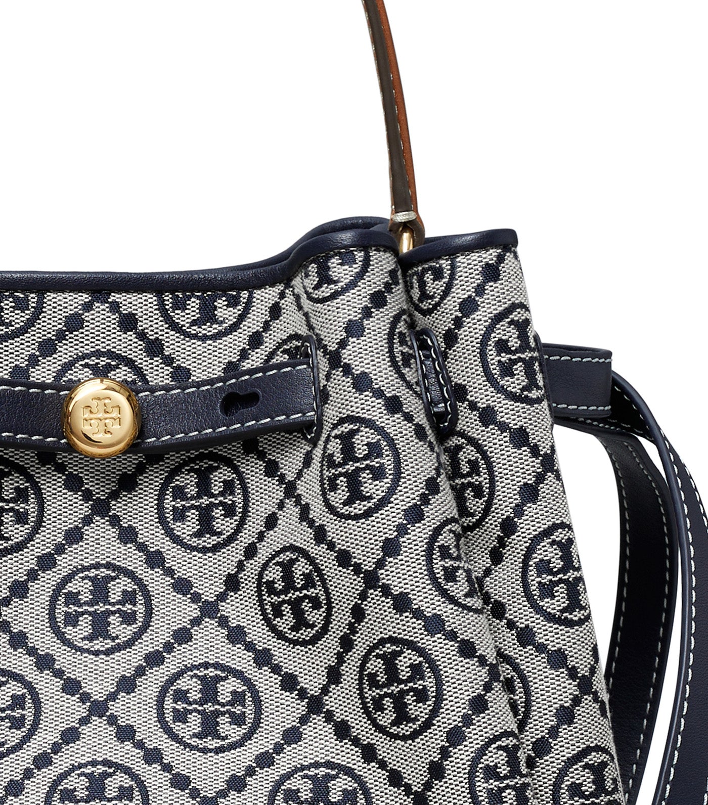 T Monogram Romy Bucket Bag Tory Navy