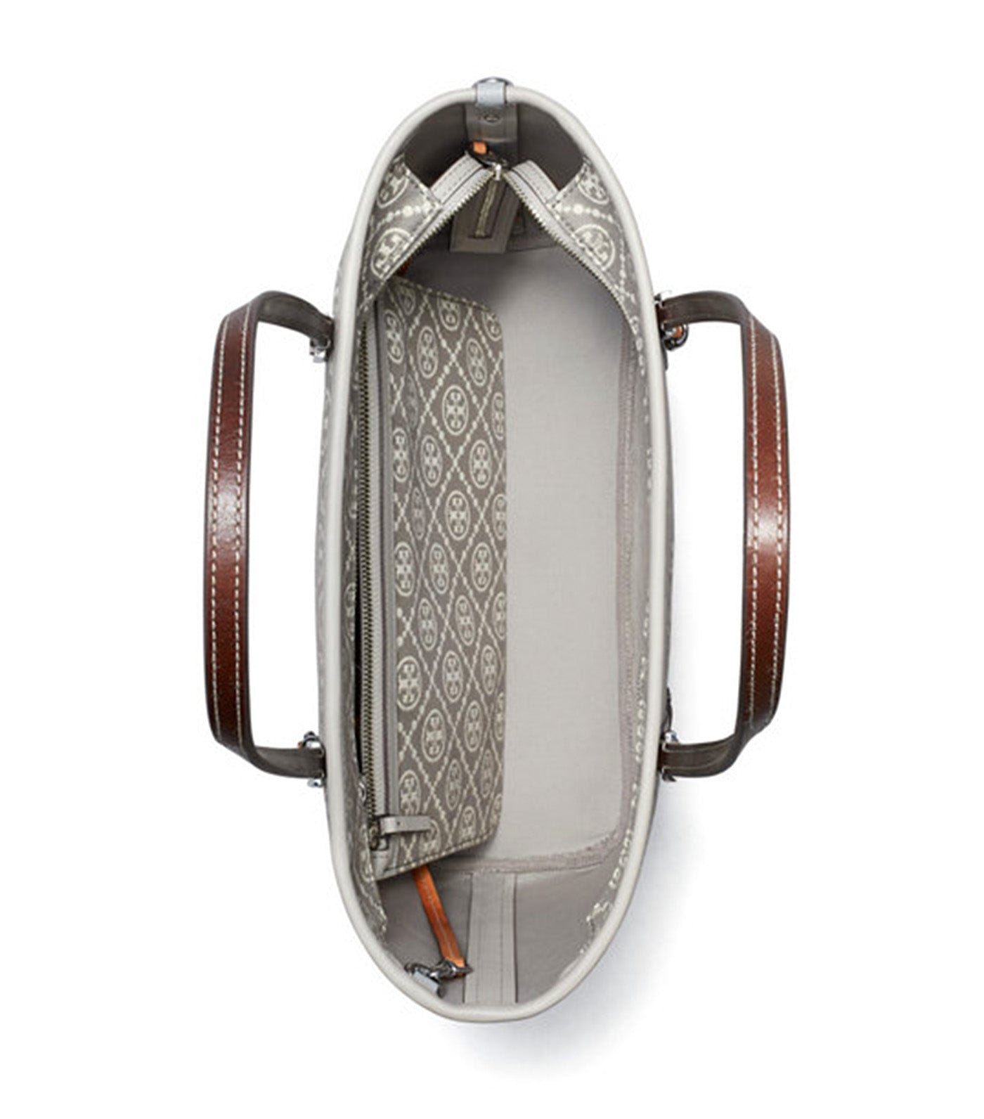 T Monogram Utility Small Zip Tote Gray