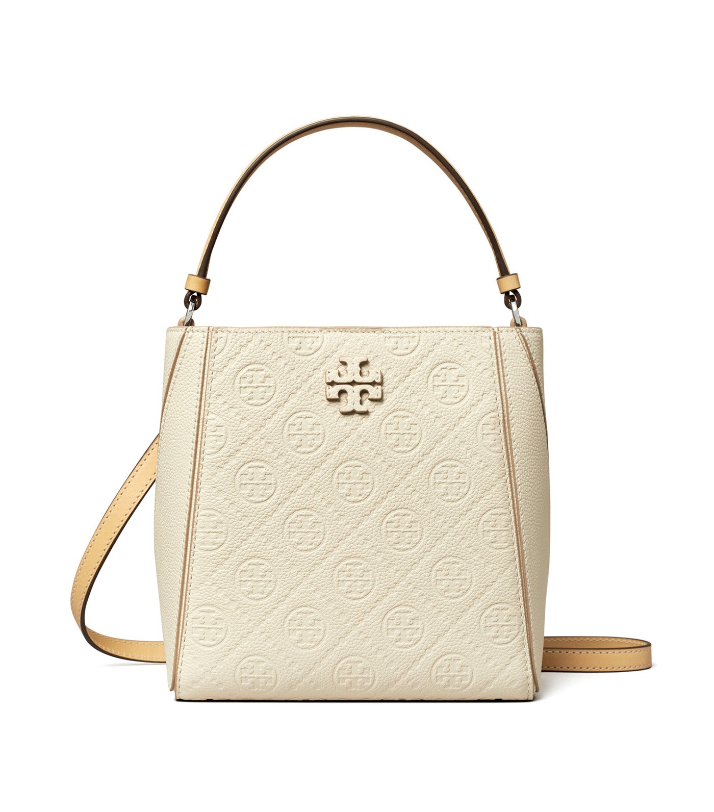 McGraw Monogram Leather Small Bucket Bag Warm White