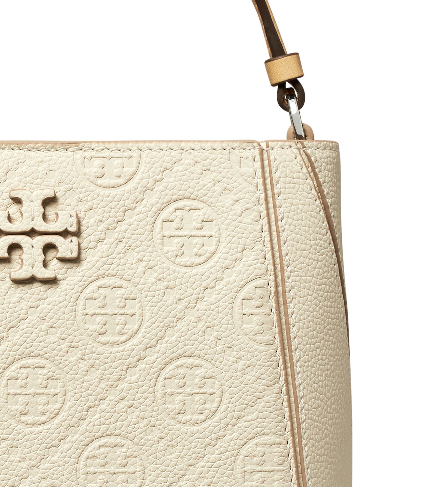 McGraw Monogram Leather Small Bucket Bag Warm White