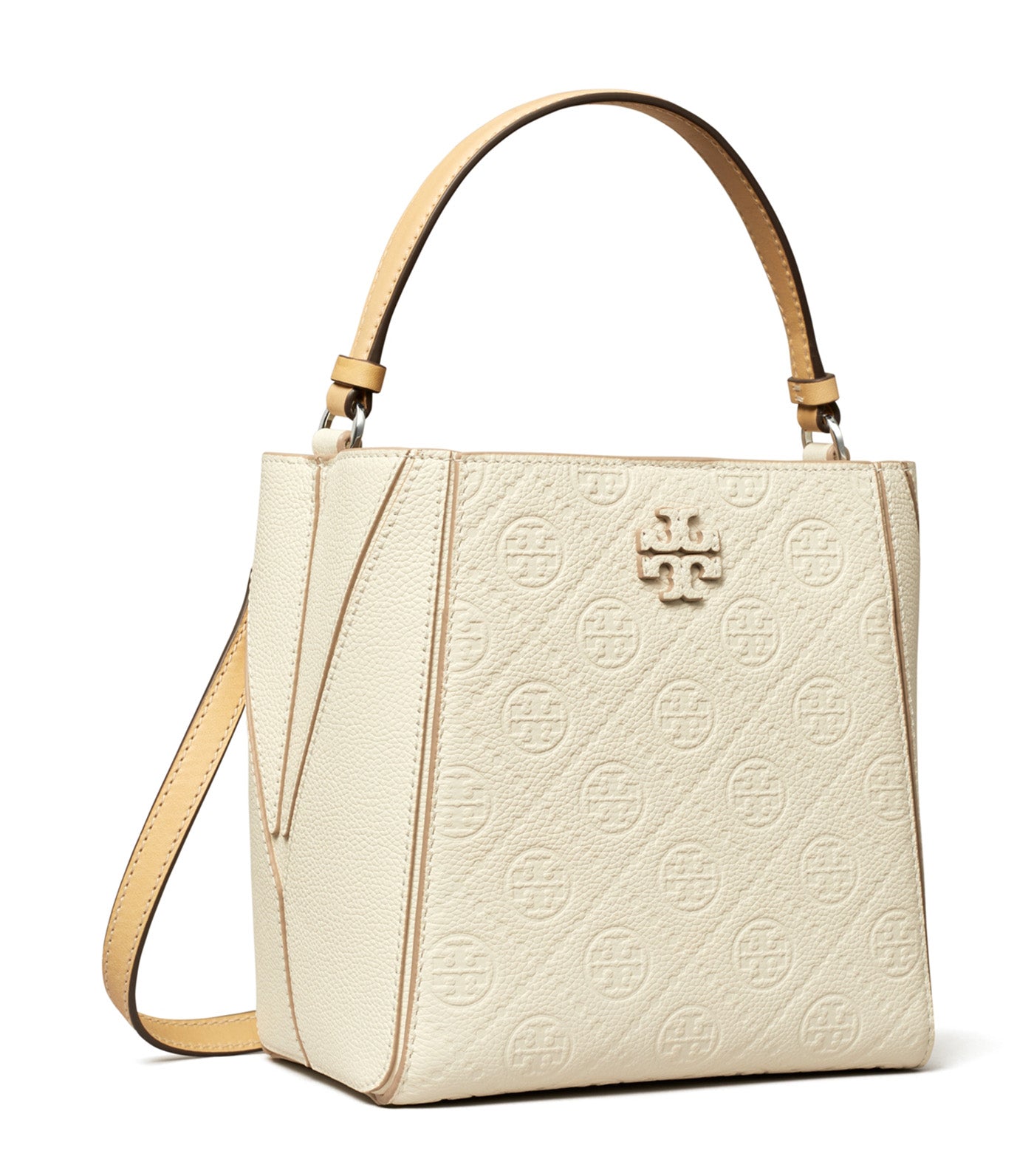 McGraw Monogram Leather Small Bucket Bag Warm White