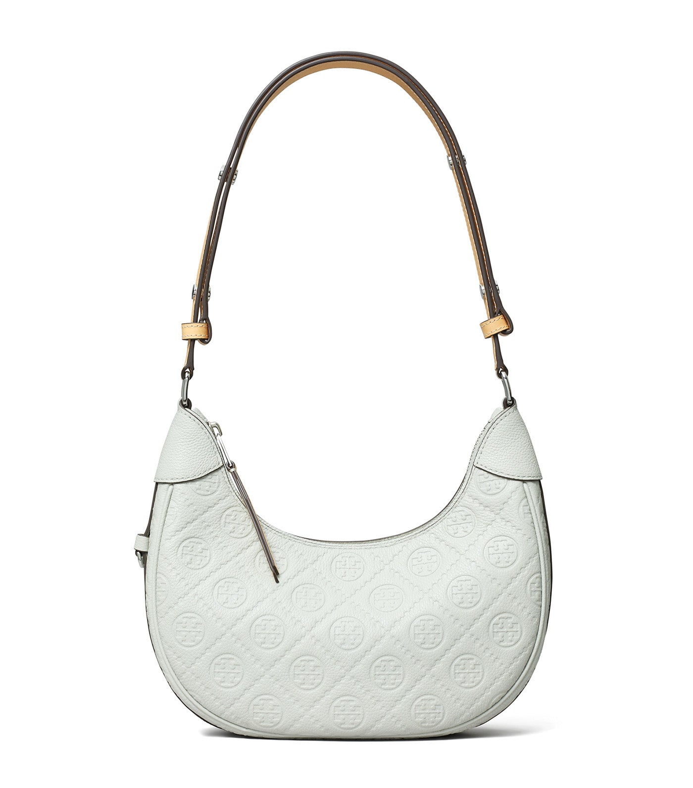 T Monogram Pebble Crescent Bag Light Titanium