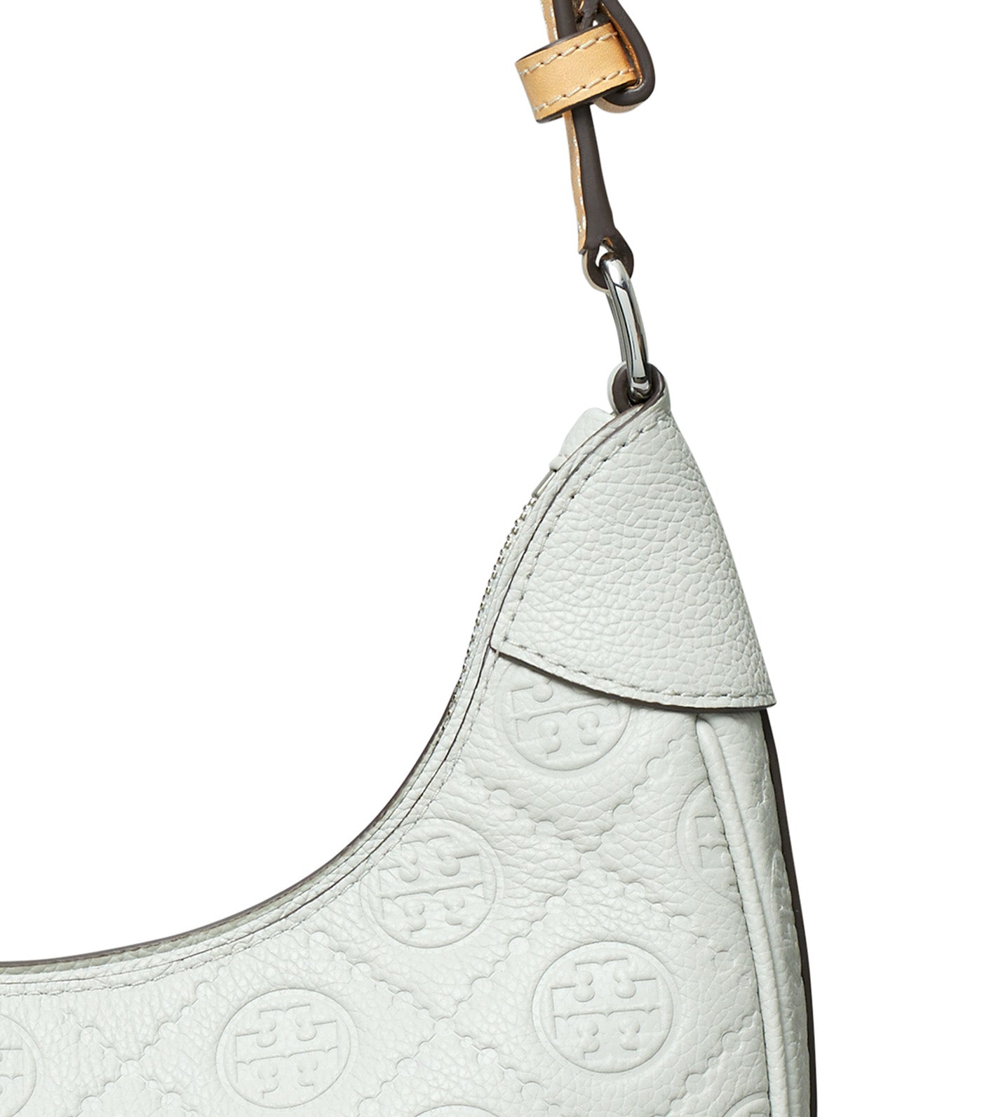T Monogram Pebble Crescent Bag Light Titanium