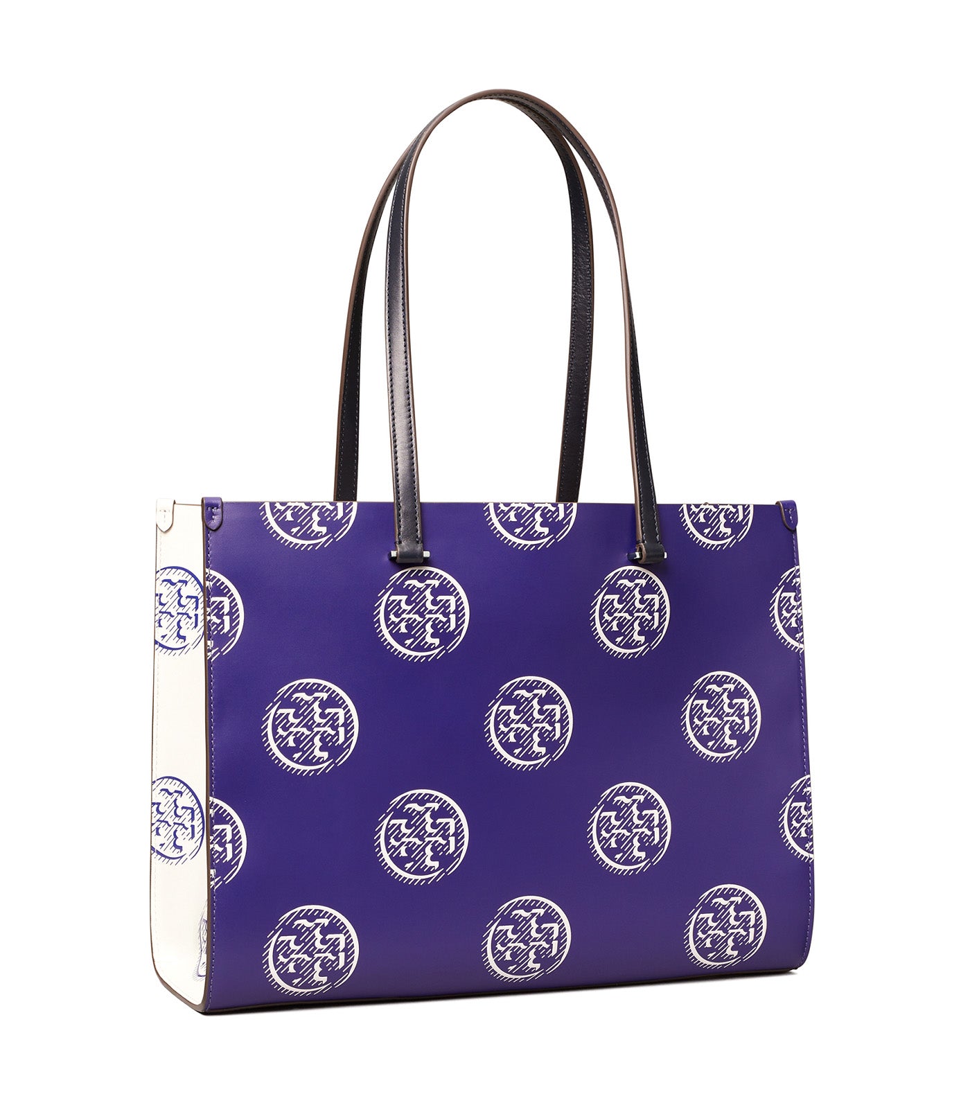 T Monogram Contrast Embossed Tote Ballpoint Blue