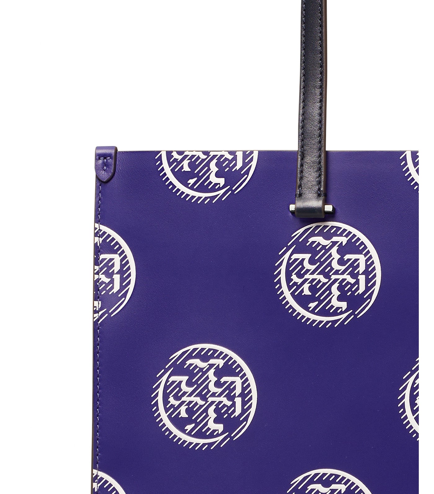 T Monogram Contrast Embossed Tote Ballpoint Blue