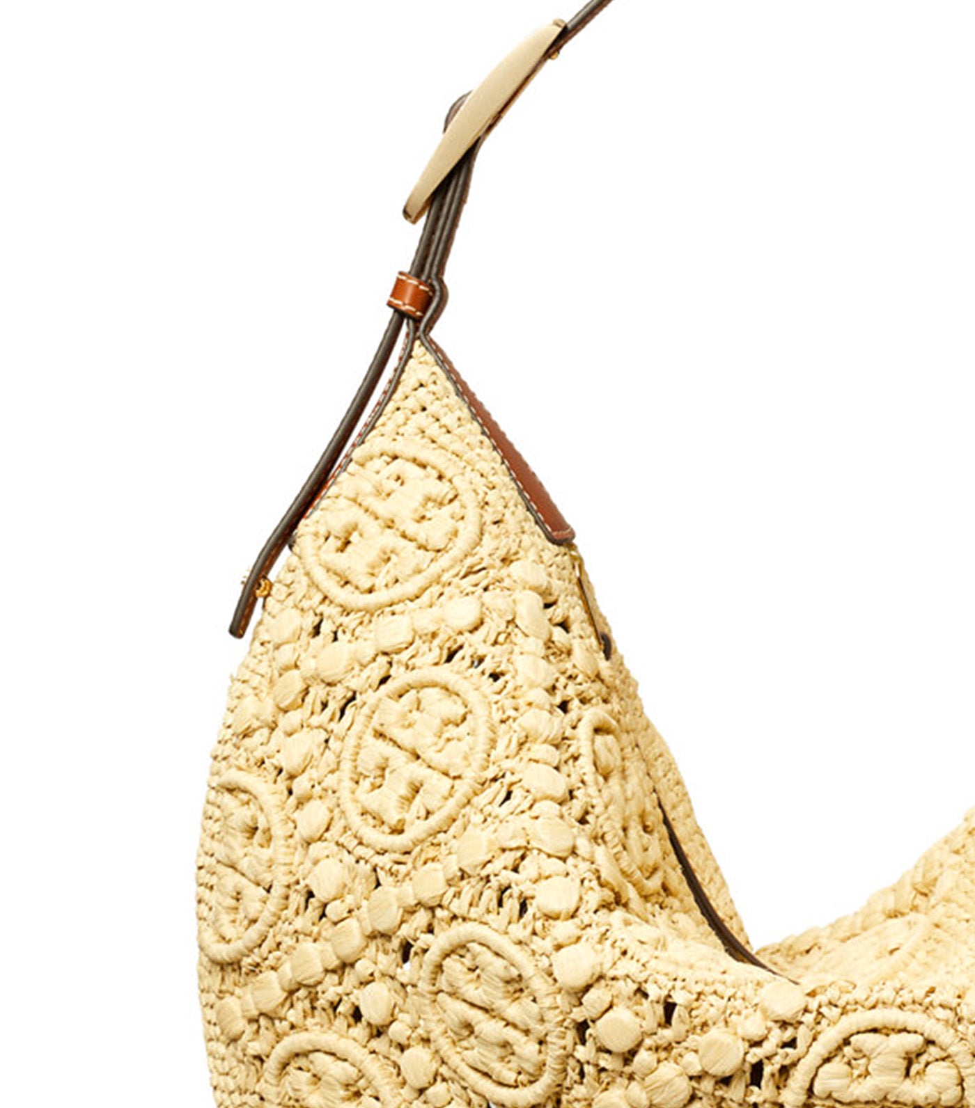 T Monogram Raffia Balloon Bag Natural