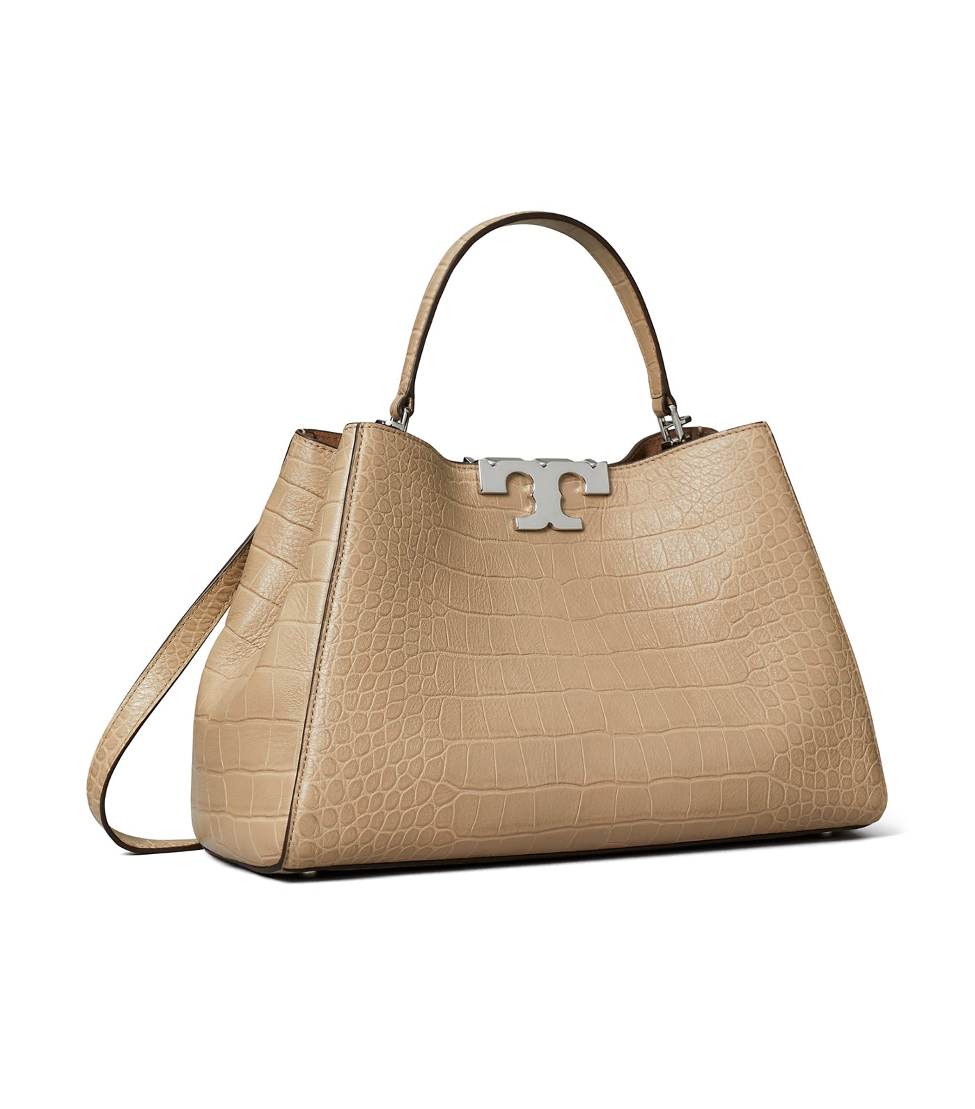 Eleanor Soft Croc-Embossed Satchel Ginger Leaf