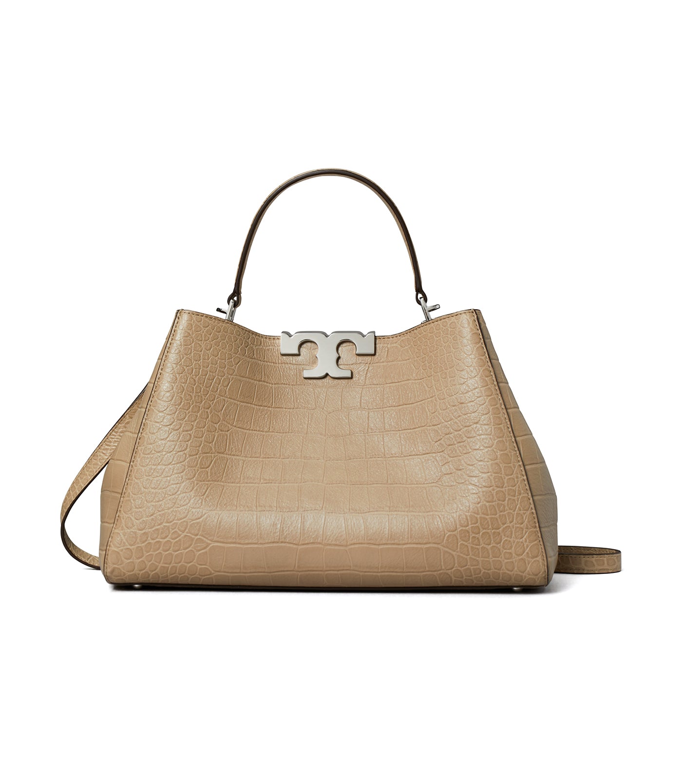 Eleanor Soft Croc-Embossed Satchel Ginger Leaf