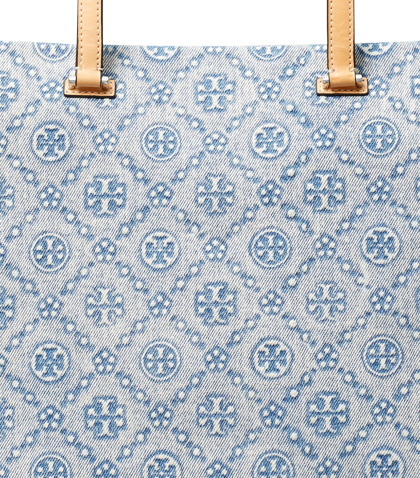 T Monogram Denim Tote Powder Blue