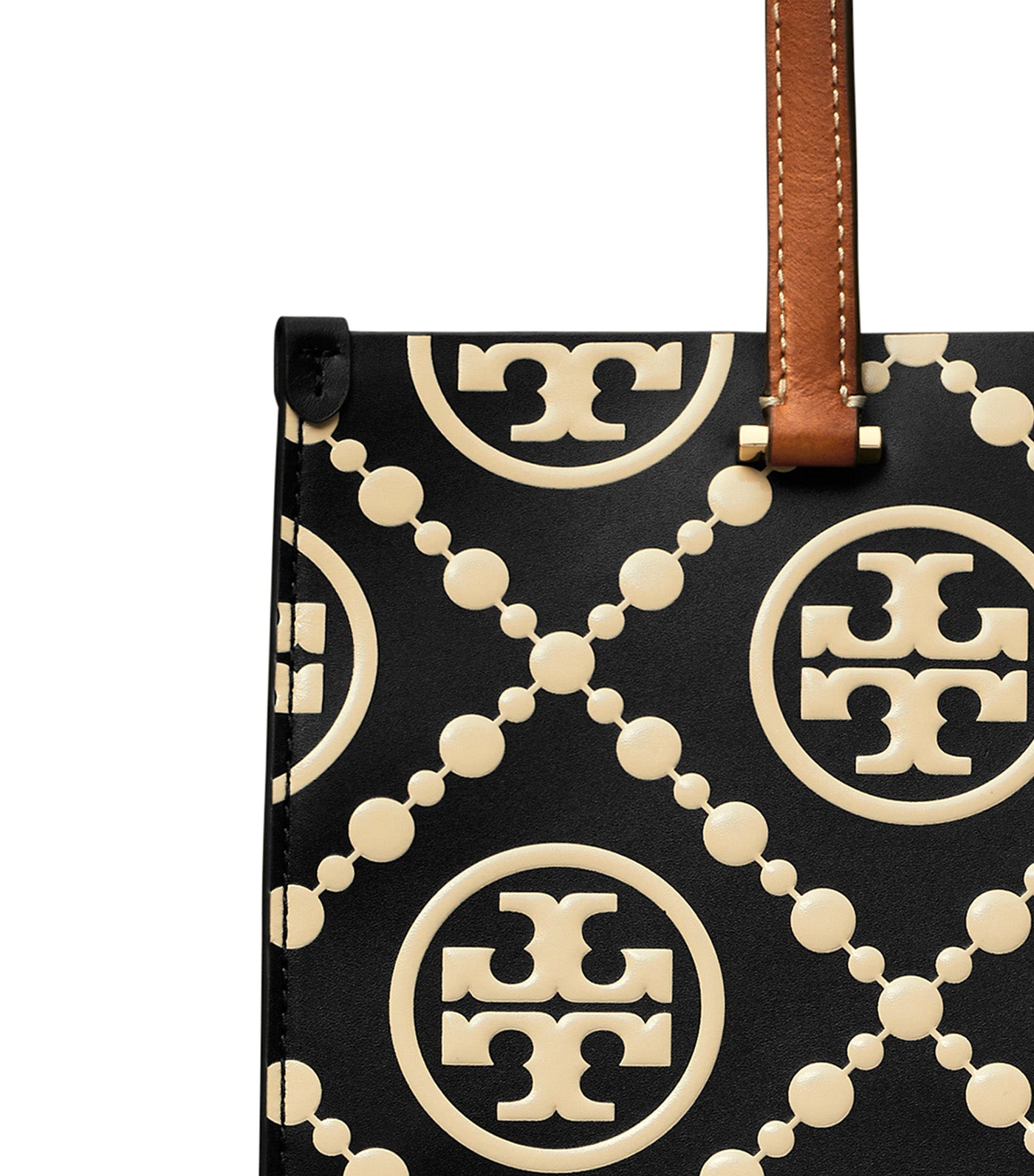 T Monogram Contrast Embossed Small Tote