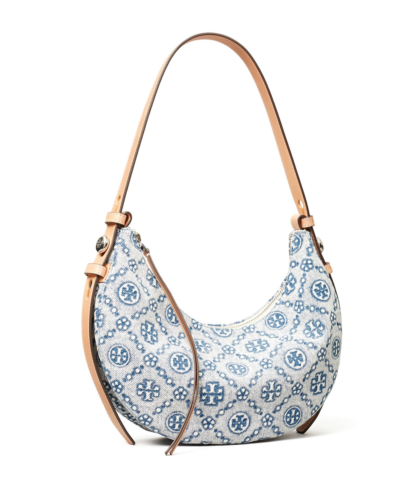 Romy Denim Half Moon Bag Powder Blue