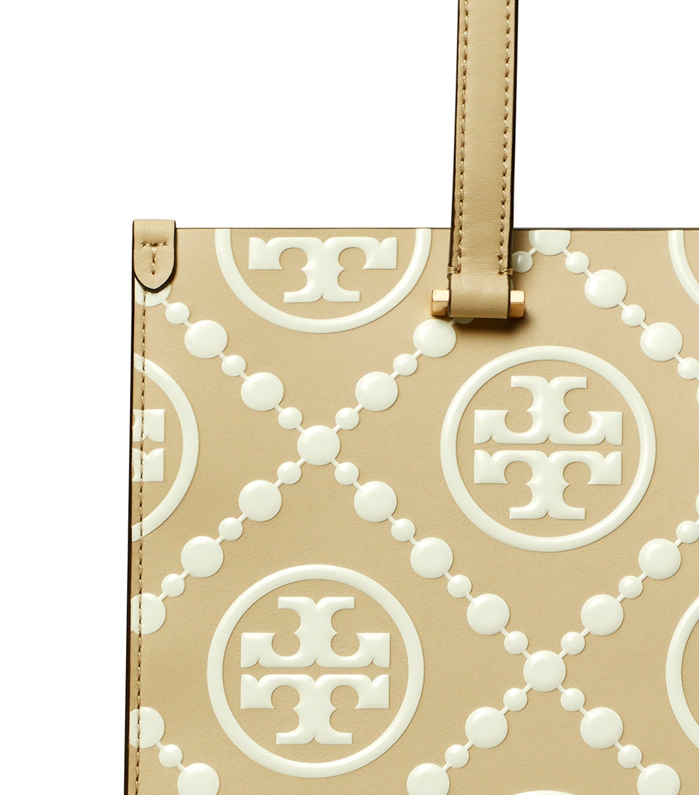 T Monogram Contrast Embossed Small Tote