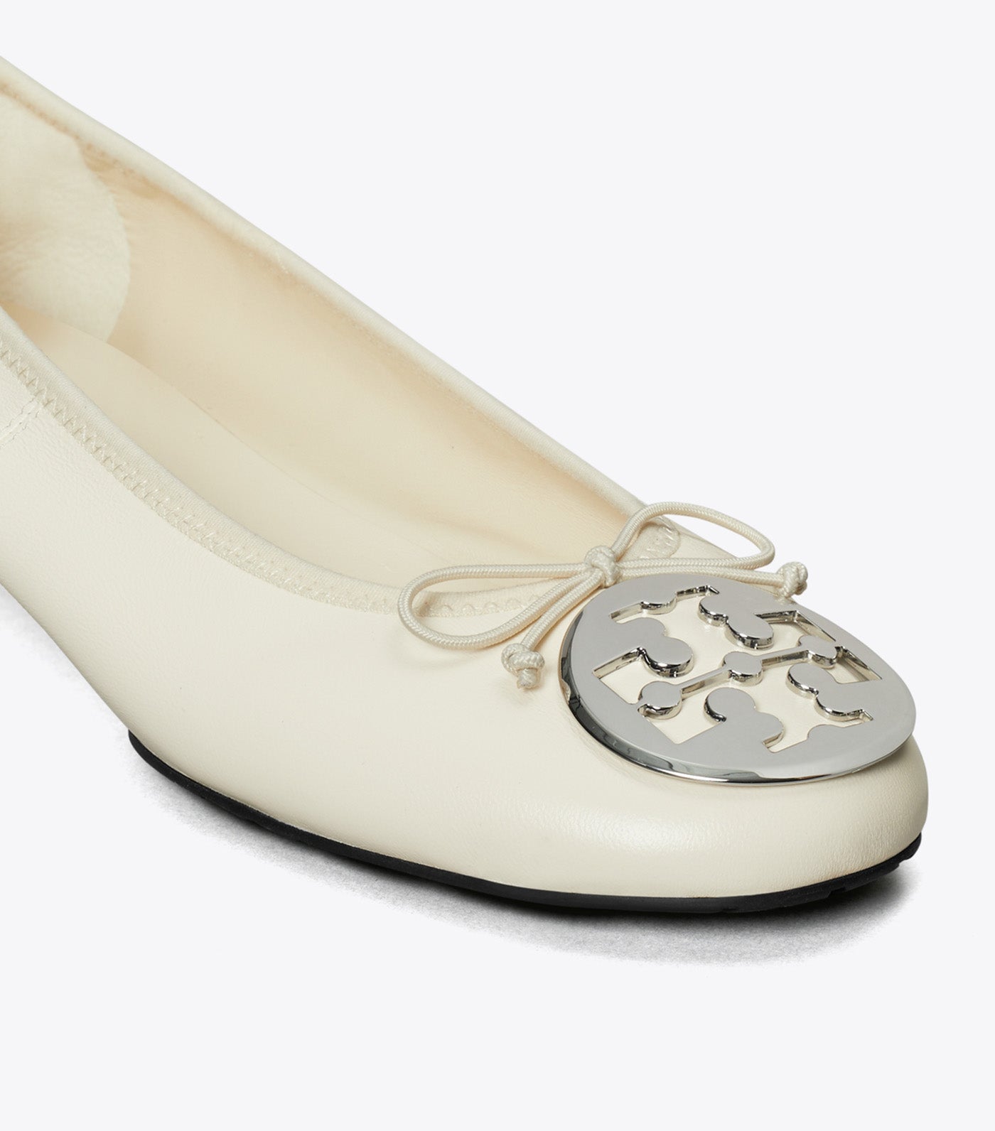 Tory Burch Reva Heeled Ballet Light Cream/Silver